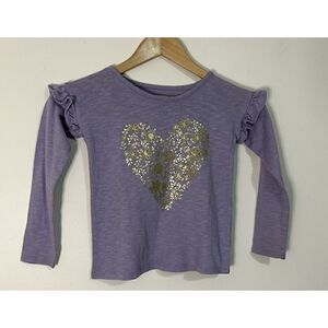 Girl's CHILDRENS PLACE 5T Gold Sparkle Heart Purple Top Shirt